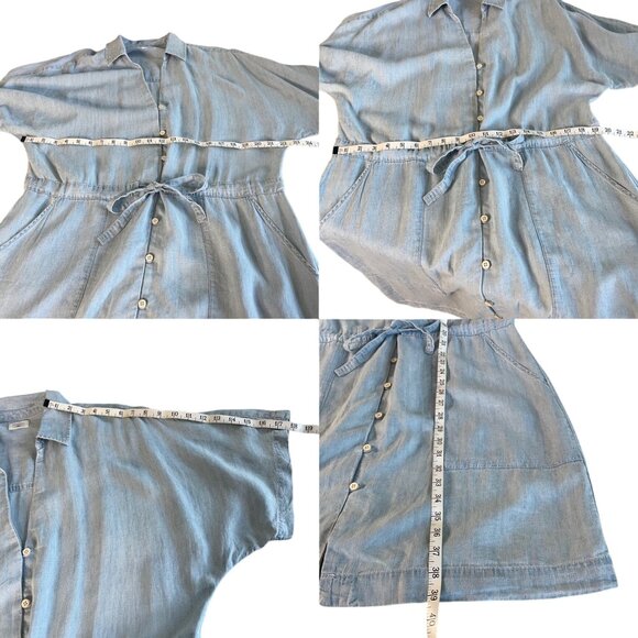 Faherty Tried & True Chambray Oakley Dress Arctic Sea Wash Women’s Size Large - Picture 7 of 8